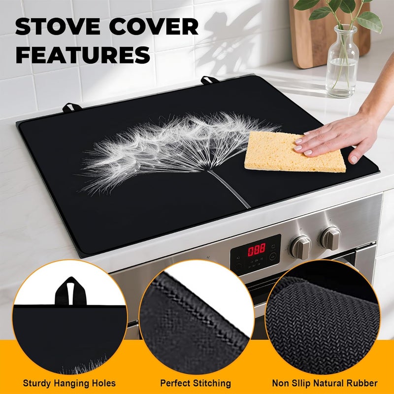 BVBOX Dandelion Stove Top Cover Retro Flower Gas Stove Top Cover for Home Decoration Kitchen Pad Non-Stick Washable Cooktop Covers Countertop Protector Keep Stove Clean 28"x20" - Image 2